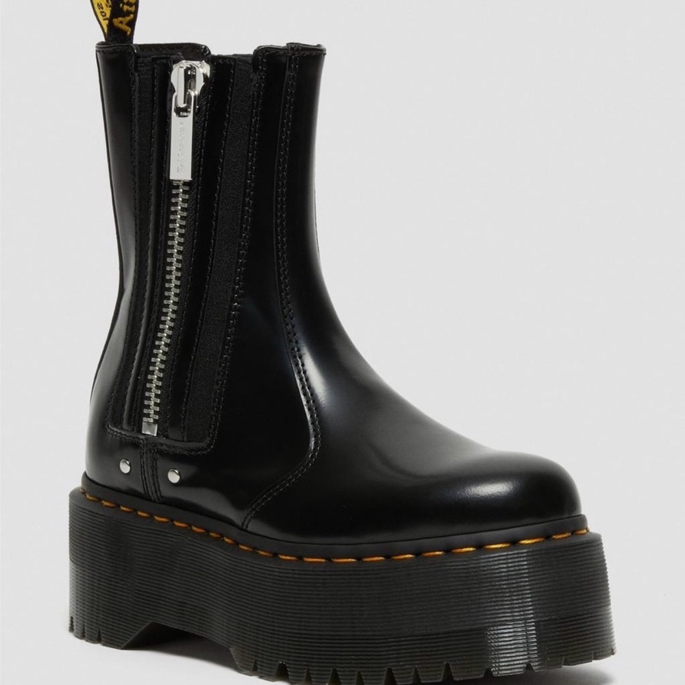 Dr. Martens Black Platform Chelsea Boot with Side Zip